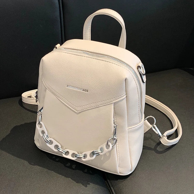 Women Backpack chain Ladies School bags for Teenager Girls