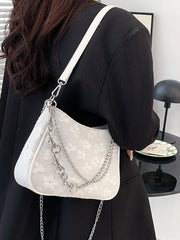 Flower Print Shoulder Crossbody Bag for Women Chain Strap Travel Tote