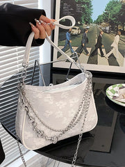 Flower Print Shoulder Crossbody Bag for Women Chain Strap Travel Tote