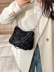 Flower Print Shoulder Crossbody Bag for Women Chain Strap Travel Tote