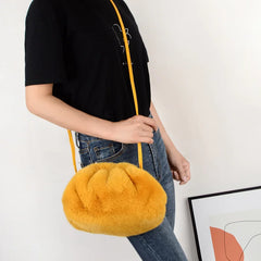 Soft Plush Women's Shoulder Bag Faux Fur Messenger Clutch Purse Handbags