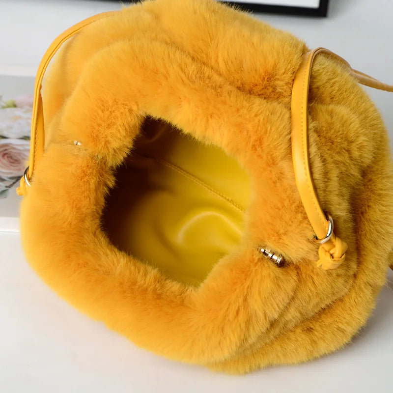 Soft Plush Women's Shoulder Bag Faux Fur Messenger Clutch Purse Handbags
