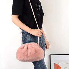 Soft Plush Women's Shoulder Bag Faux Fur Messenger Clutch Purse Handbags