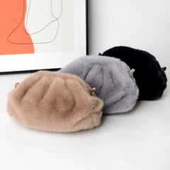 Soft Plush Women's Shoulder Bag Faux Fur Messenger Clutch Purse Handbags