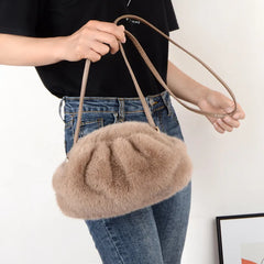 Soft Plush Women's Shoulder Bag Faux Fur Messenger Clutch Purse Handbags