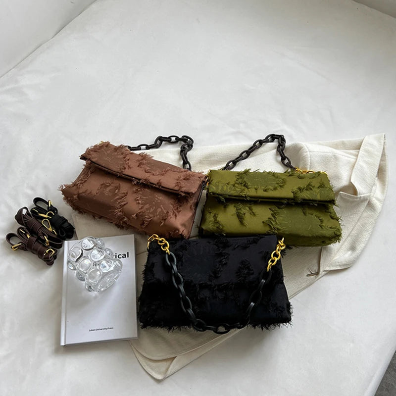 Women's Chain Shoulder Bag High Canvas Crossbody Tote