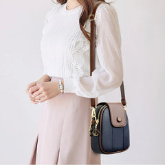 High Leather Ladies Shoulder Bags Panelled Mini Women Messenger Bags