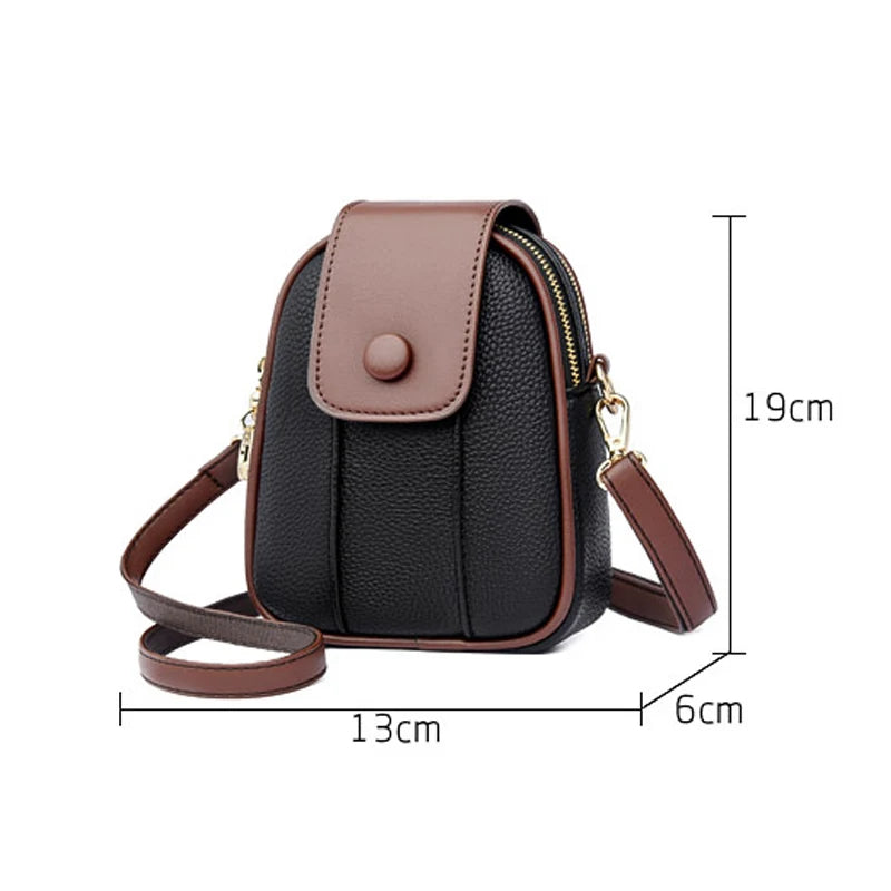 High Leather Ladies Shoulder Bags Panelled Mini Women Messenger Bags