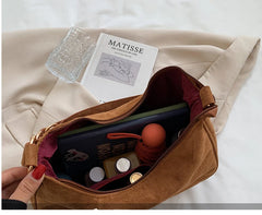 Retro Women's Large-capacity Shoulder Bag Suede Bucket Bag