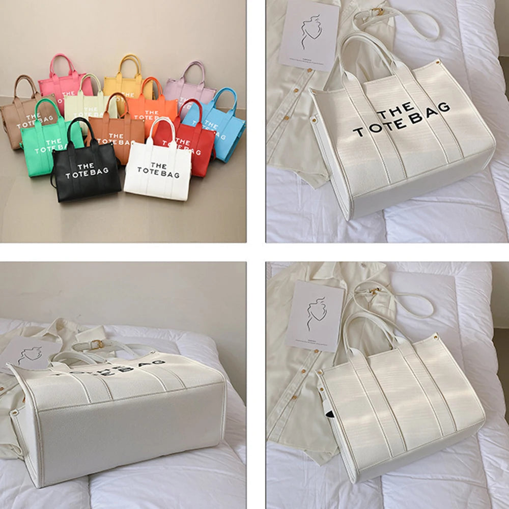 Soft PU Shoulder Bag for Women Letter Handbags Shopper Purses Clutch