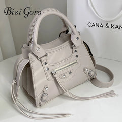Rivets Crossbody Leather Bag Shoulder Messenger Clutch