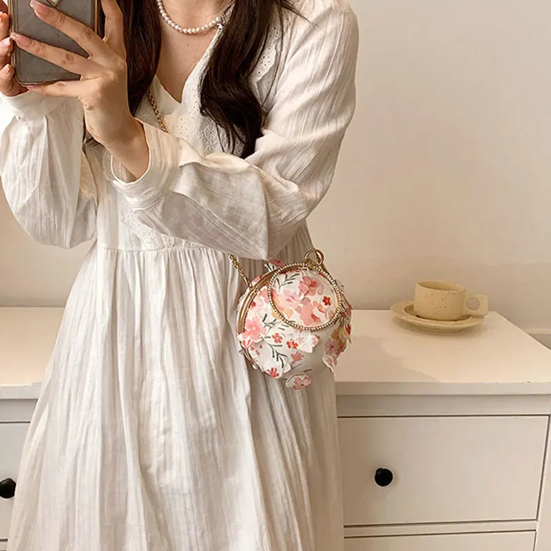 Lace Applique Evening Shoulder Bag Top Handle Crossbody Bag