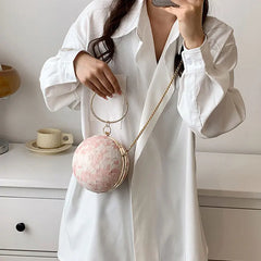 Lace Applique Evening Shoulder Bag Top Handle Crossbody Bag