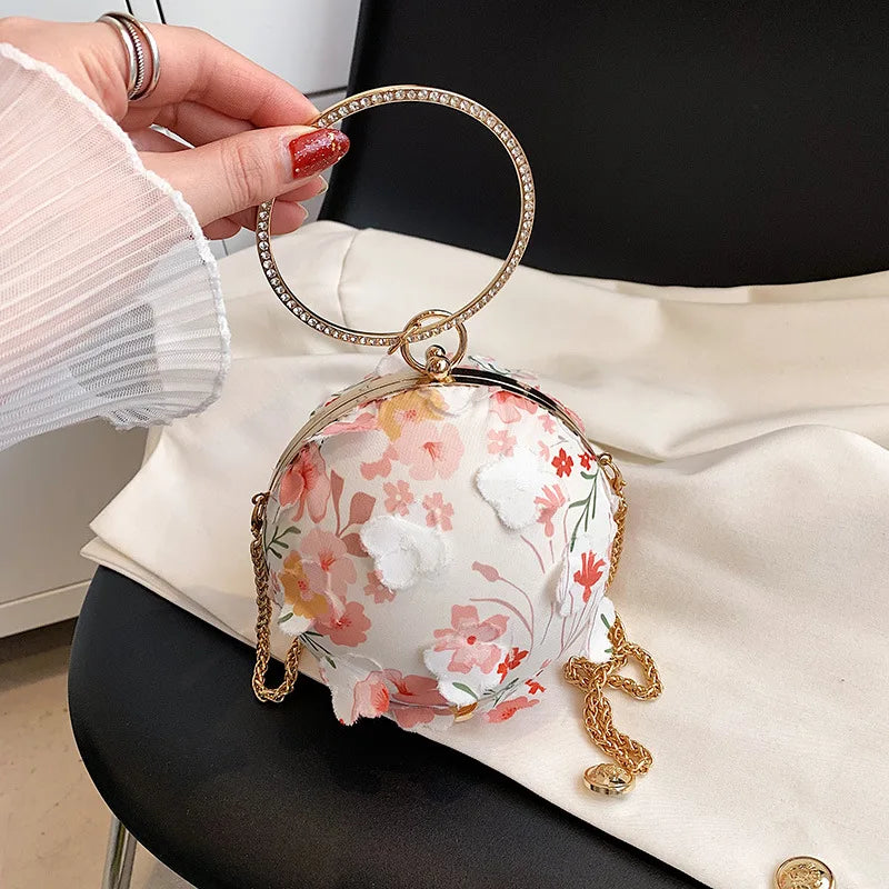 Lace Applique Evening Shoulder Bag Top Handle Crossbody Bag