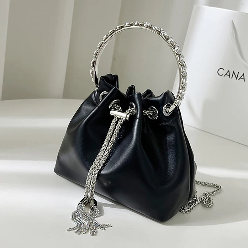 Pink Bucket Handbag Crossbody Shoulder Bag Evening Purse for Women