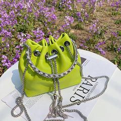 Pink Bucket Handbag Crossbody Shoulder Bag Evening Purse for Women