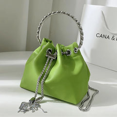 Pink Bucket Handbag Crossbody Shoulder Bag Evening Purse for Women