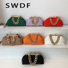 Crossbody Bag Evening Clutch Thick Chain Messenger Purse