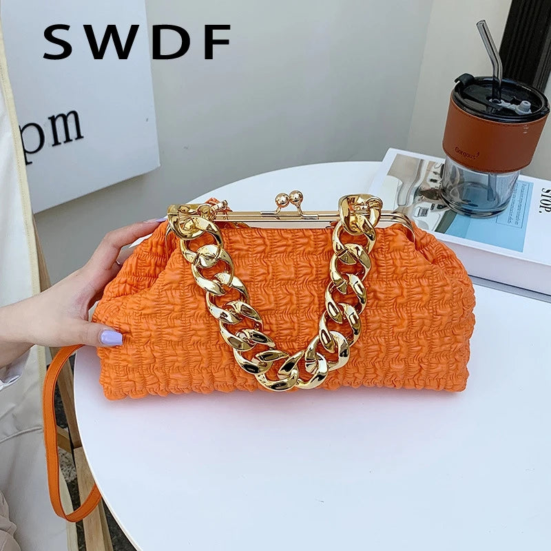 Crossbody Bag Evening Clutch Thick Chain Messenger Purse