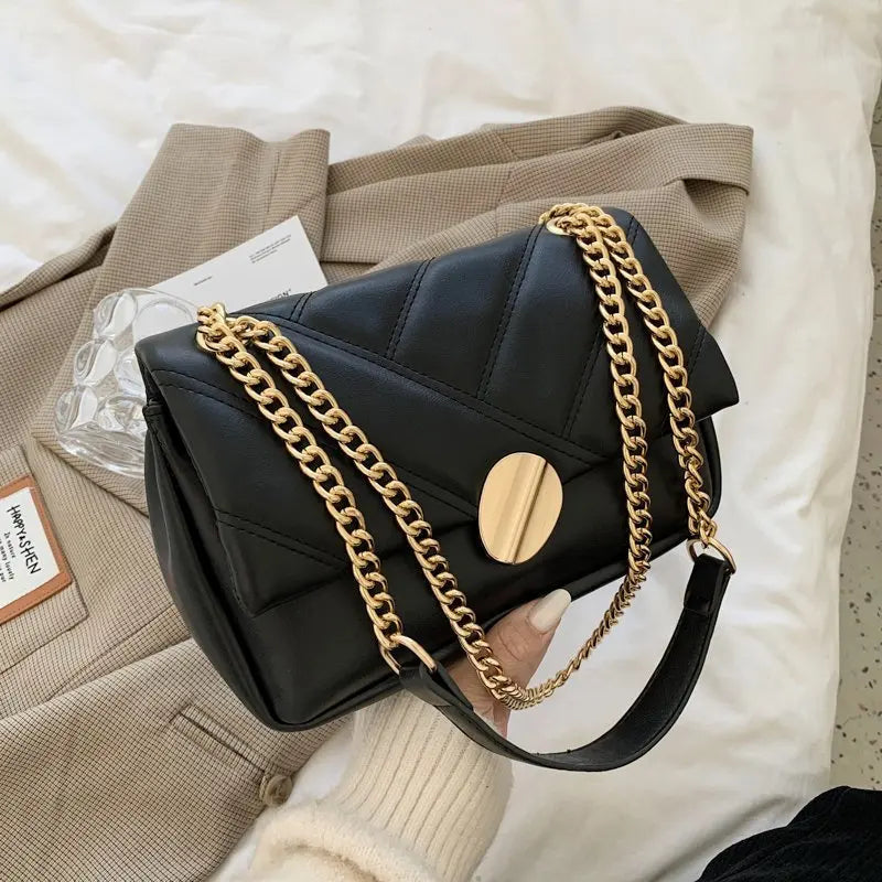 Soft Leather Crossbody Bag Chain Shoulder Messenger Bag