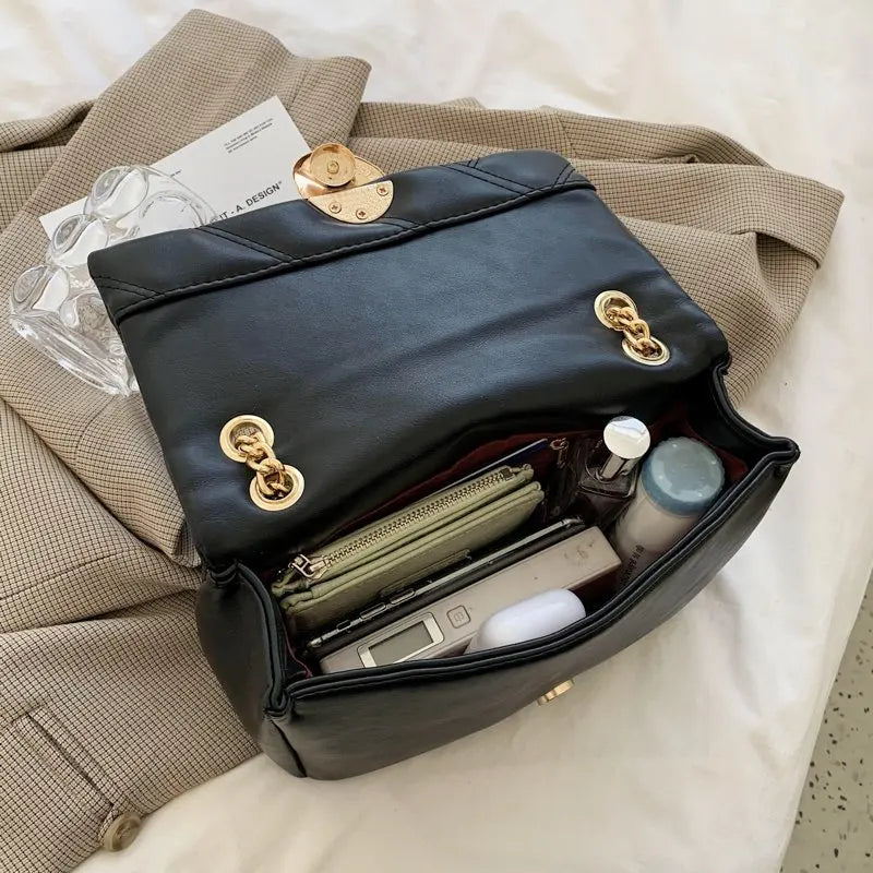 Soft Leather Crossbody Bag Chain Shoulder Messenger Bag