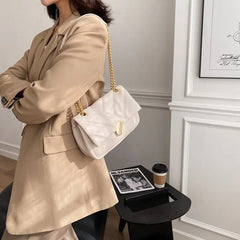 Soft Leather Crossbody Bag Chain Shoulder Messenger Bag