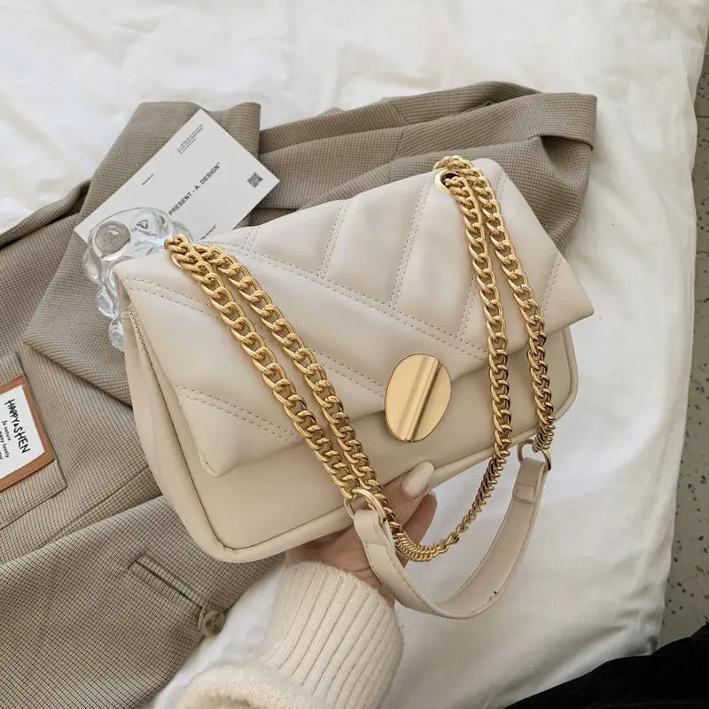 Soft Leather Crossbody Bag Chain Shoulder Messenger Bag