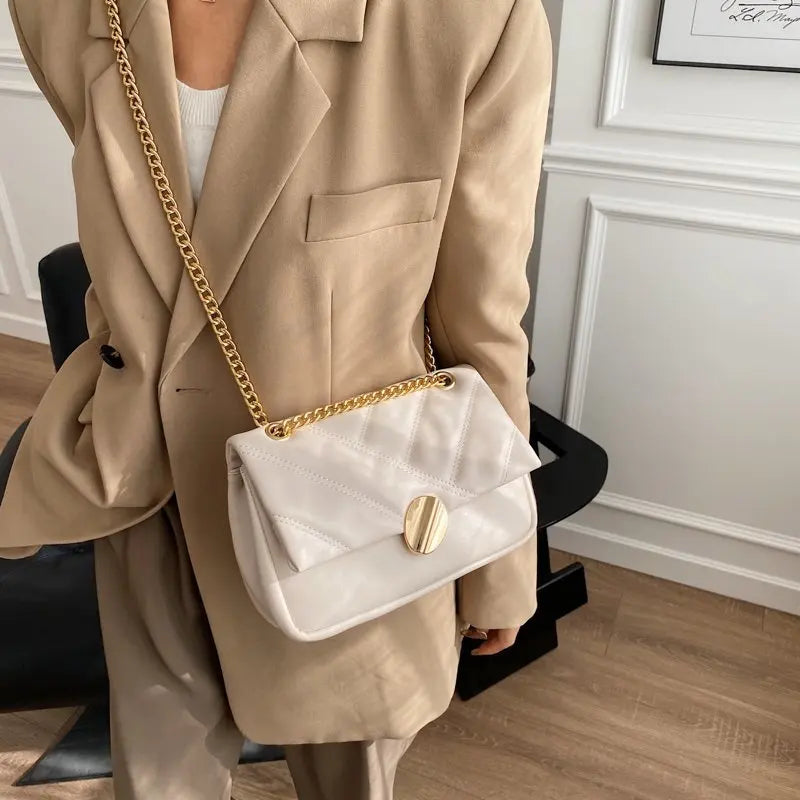 Soft Leather Crossbody Bag Chain Shoulder Messenger Bag