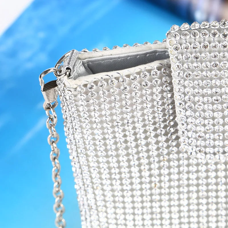 Rhinestone Crystal Chain Women Bag Small Shoulder Crossbody Purse