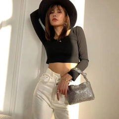 Crystal Rhinestone Evening Bag Dinner Party Bling Clutch Purse