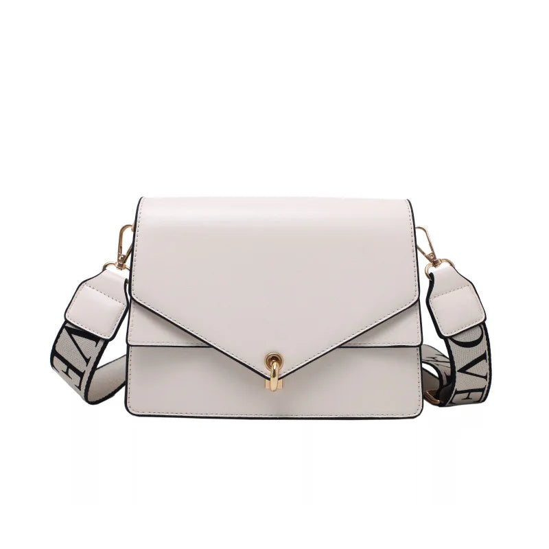 Women's Pu Leather Crossbody Shoulder Bag with Wide Strap