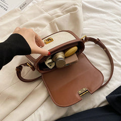 Flap Crossbody Bags PU Splice Canvas Shoulder Bag SG461