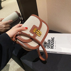 Flap Crossbody Bags PU Splice Canvas Shoulder Bag SG461