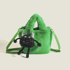 Fur Women's Handbag Pendant Crossbody Bag Flap Tote Winter