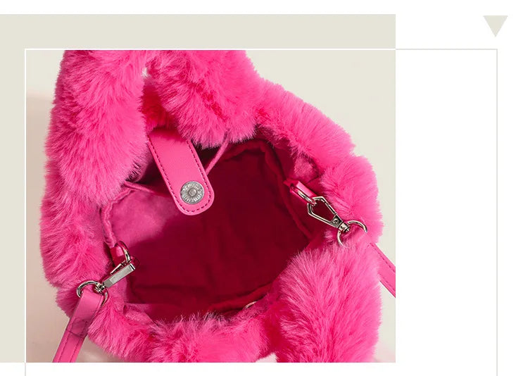 Fur Women's Handbag Pendant Crossbody Bag Flap Tote Winter