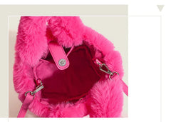 Fur Women's Handbag Pendant Crossbody Bag Flap Tote Winter