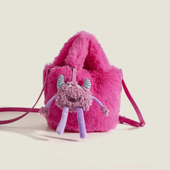 Fur Women's Handbag Pendant Crossbody Bag Flap Tote Winter