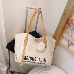 Canvas Shoulder Tote Bag High Capacity Bucket Shopping Bags