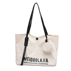 Canvas Shoulder Tote Bag High Capacity Bucket Shopping Bags