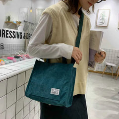 Corduroy Shoulder Bag Solid Color Messenger Bag