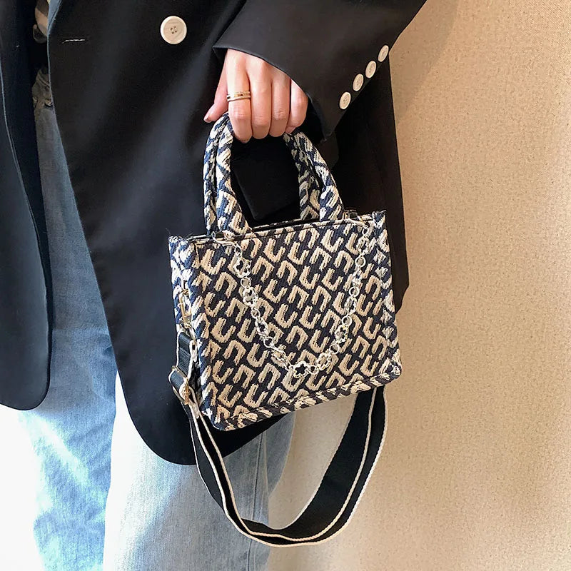 Women's Jacquard Embroidery Canvas Shoulder Bag