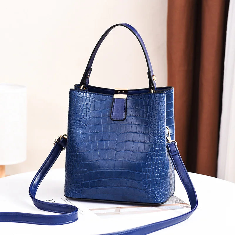 Soft Leather Shoulder Messenger Bag for Women Bucket Bags