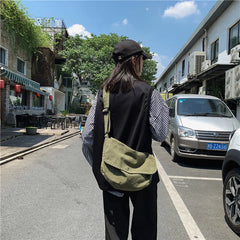 Vintage Canvas Tote Bag with Zipper and Pocket
