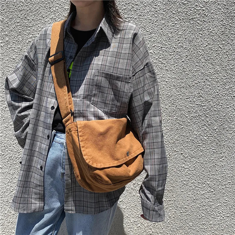 Vintage Canvas Tote Bag with Zipper and Pocket