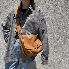Vintage Canvas Tote Bag with Zipper and Pocket