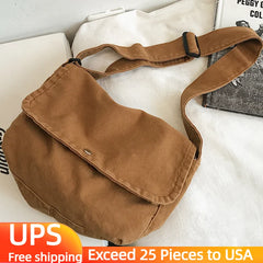 Vintage Canvas Tote Bag with Zipper and Pocket