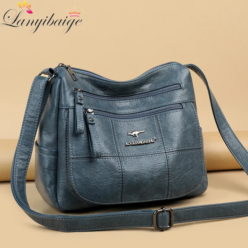 Soft PU Leather Crossbody Bag for Women Casual Messenger Bags