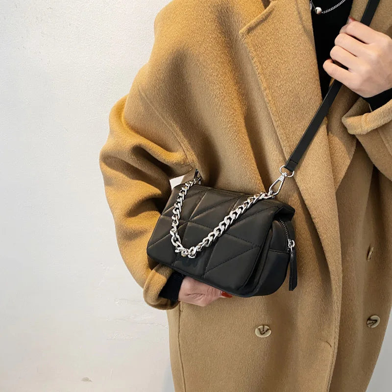 Small Nylon Crossbody Bag Women Satchel Style Shoulder Mini Chain Clutches