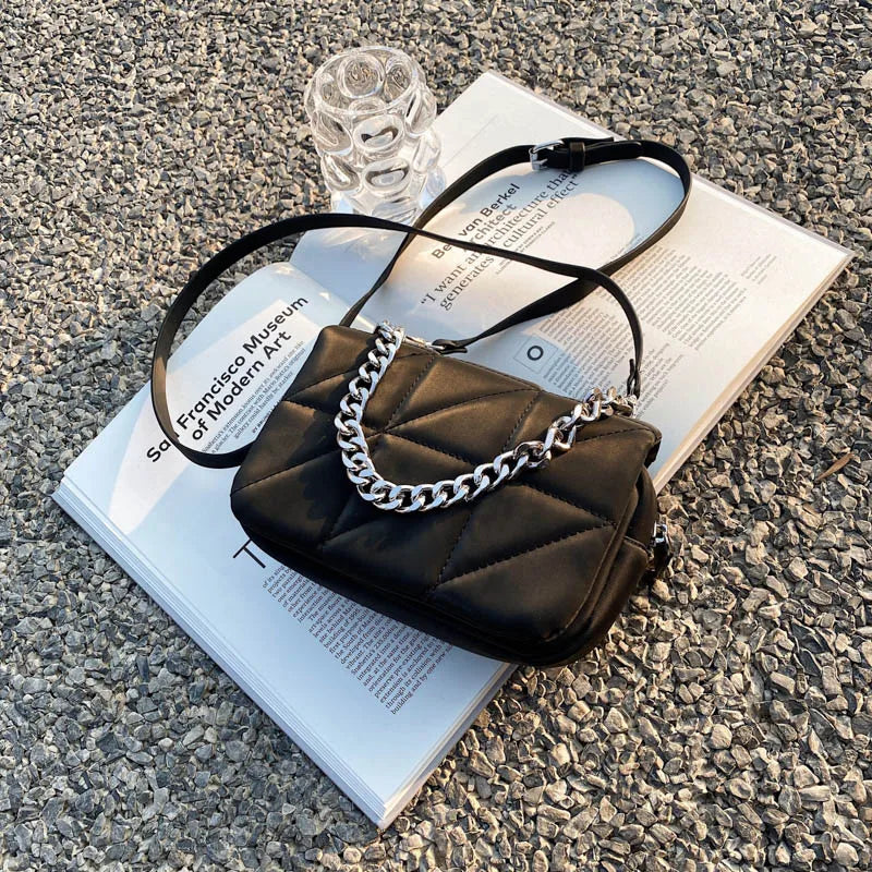 Small Nylon Crossbody Bag Women Satchel Style Shoulder Mini Chain Clutches