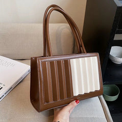 Women's PU Leather Pleated Shoulder Bag Small Tote Bag